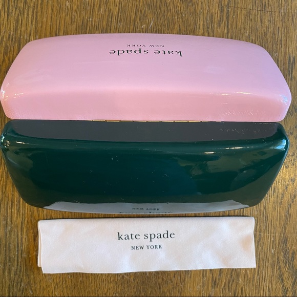 Kate Spade Glasses Case Pink Green Hard Shell + Cloth Kate Spade New York -  NEW